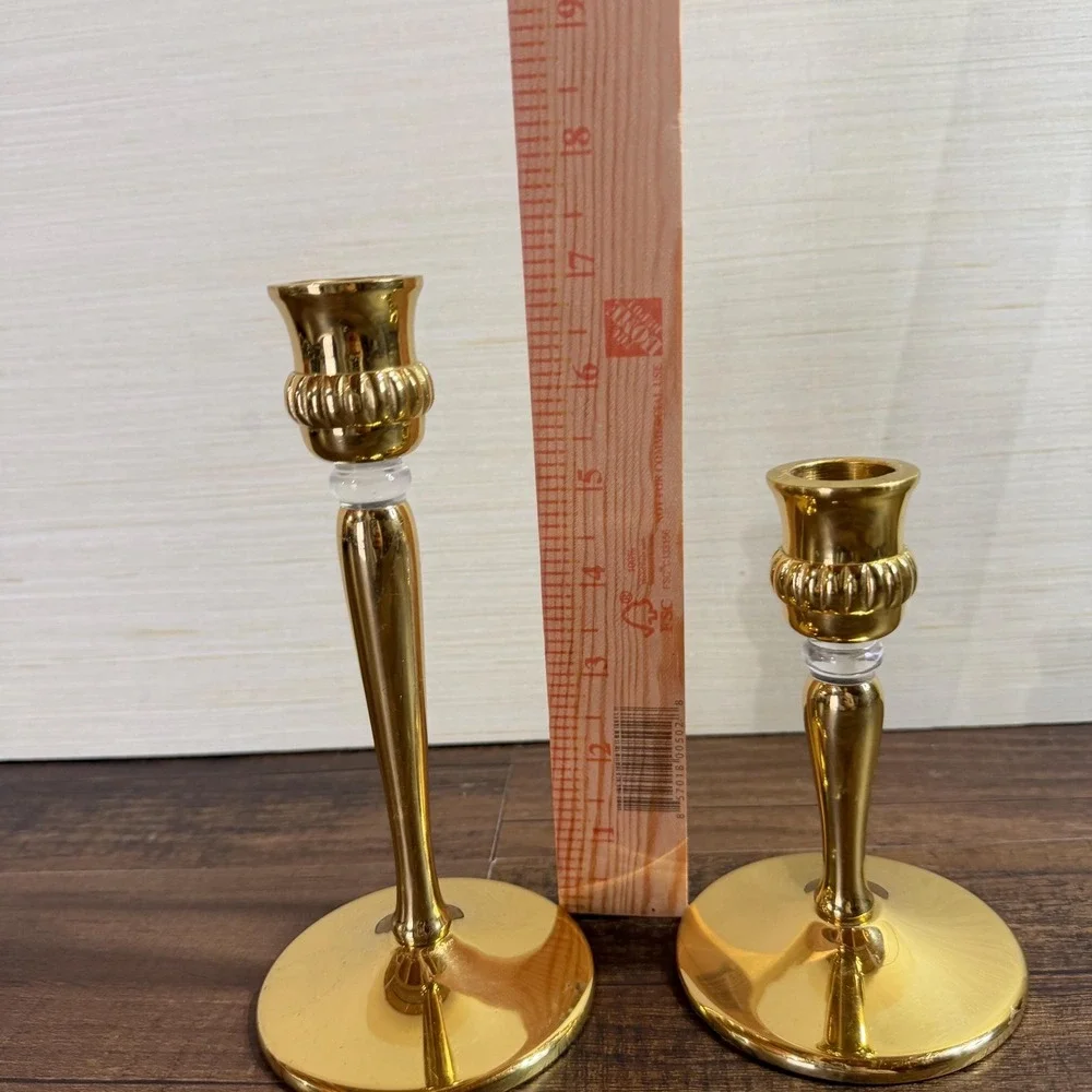 Solid Brass Taper Candle Holders (2) VTG 90s PartyLite Richmond Candlesticks - Picture 14 of 15